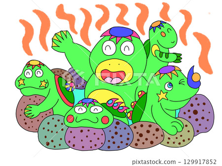 河童享受溫泉 129917852