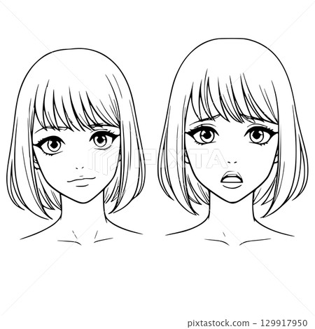 Different Mood Anime Girl Generative AI 129917950