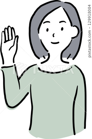 一位女士舉手發言和參與的插圖 129918084