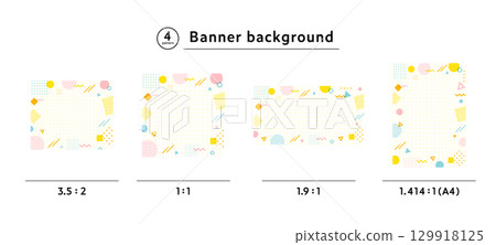 Memphis pattern, geometric pattern, abstract background frame illustration set, pop design, abstract 129918125