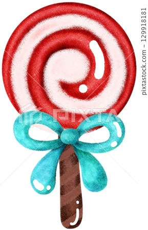 Winter celebration illustration with candy cookies and christmas decorations. 129918181