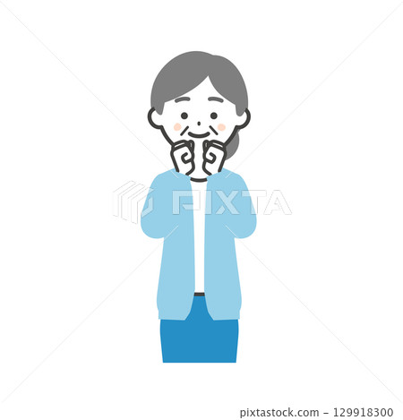 Illustration of an elderly woman clasping both hands Illustration of an elderly woman clasping both hands 129918300