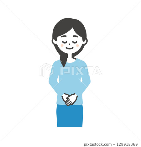 一位女士鞠躬的插圖 129918369