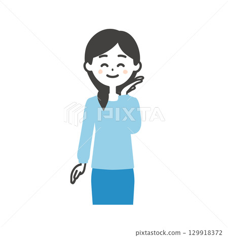 一位女士用手托著臉頰的插圖 一位女士用手托著臉頰的插圖 129918372