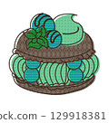 Chocolate mint macaron cake 129918381