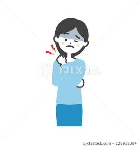 一位女士抱著她的肩膀的插圖 129918384