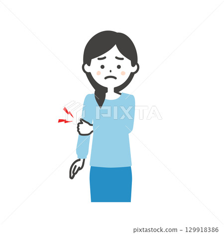 一位女士抱著她的手肘的插圖 129918386
