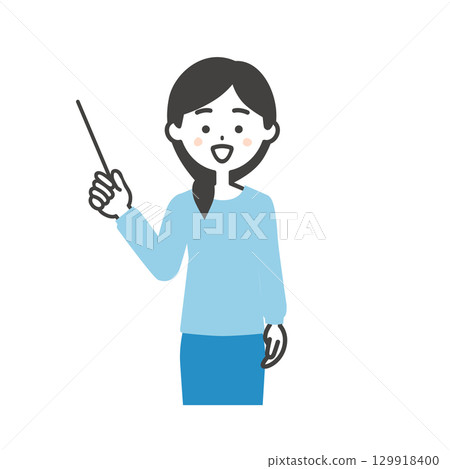 一位女士用指針指向的插圖 一位女士用指針指向的插圖 129918400