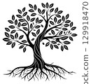 tree silhouette isolated on white background 129918470