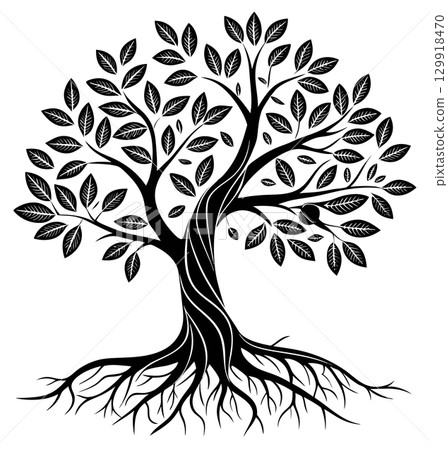 tree silhouette isolated on white background 129918470