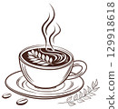 hot coffee cappuccino latte art 129918618