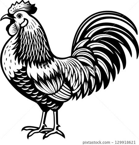 rooster isolated on white background 129918621