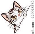 silhouette of a cute cat peeking 129918680