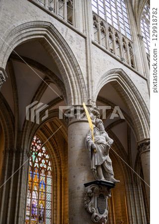 Interior of the Roman Catholic Cathedral of St. Michael and St. Gudula in central Brussels, Belgium Interior of the Roman Catholic Cathedral of St. Michael and St. Gudula in central Brussels, Belgium 129918782
