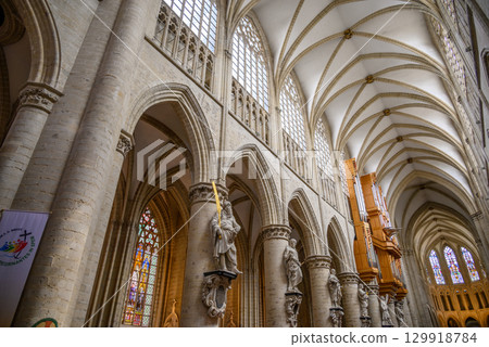 Interior of the Roman Catholic Cathedral of St. Michael and St. Gudula in central Brussels, Belgium Interior of the Roman Catholic Cathedral of St. Michael and St. Gudula in central Brussels, Belgium 129918784