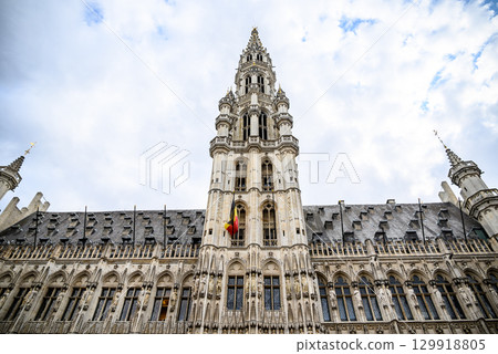 Town Hall of the City of Brussels on the Grand-Place Grote Markt central square of Brussels, Belgium 129918805