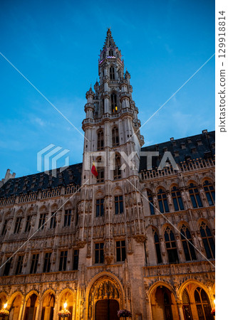 Town Hall of the City of Brussels on the Grand-Place Grote Markt central square of Brussels, Belgium 129918814