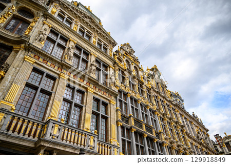 Guildhalls on the Grand-Place Grote Markt central square of Brussels, Belgium Guildhalls on the Grand-Place Grote Markt central square of Brussels, Belgium 129918849