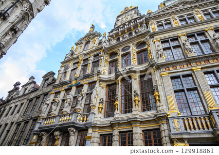 Guildhalls on the Grand-Place Grote Markt central square of Brussels, Belgium Guildhalls on the Grand-Place Grote Markt central square of Brussels, Belgium 129918861