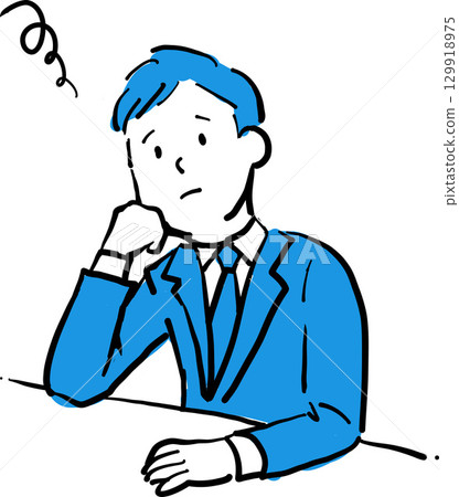 Illustration of a troubled businessman Illustration of a troubled businessman 129918975