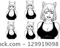 Five Faces of the Fierce Wolf Girl Generative AI 129919098