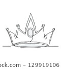 One-Line Crown Elegance Generative AI 129919106