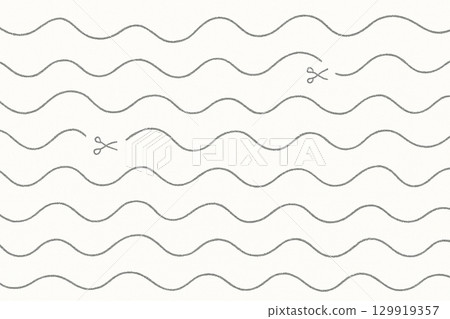 手繪波浪線和剪刀的無縫圖案背景 手繪波浪線和剪刀的無縫圖案背景 129919357