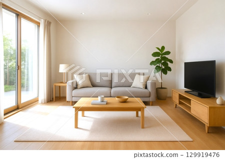 Living room with natural light 129919476