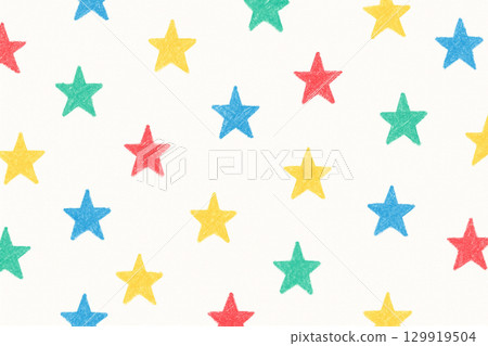 蠟筆手繪星星無縫圖案背景 129919504