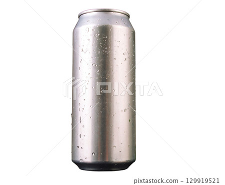 water drops on aluminium can on a dark background 129919521