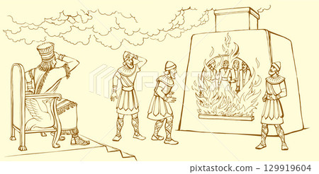 Vector drawing. Young men in the oven Vector drawing. Young men in the oven 129919604