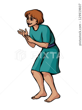 Vector drawing. Young girl playing 129919607