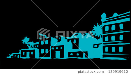Ancient Arabic city. Vector drawing Ancient Arabic city. Vector drawing 129919610