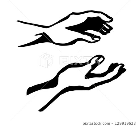 Young human hands. Vector drawing 129919628