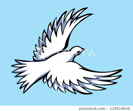 Vector drawing. Cute flying dove 129919648