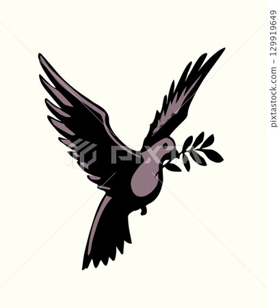 Vector drawing. Cute flying dove 129919649