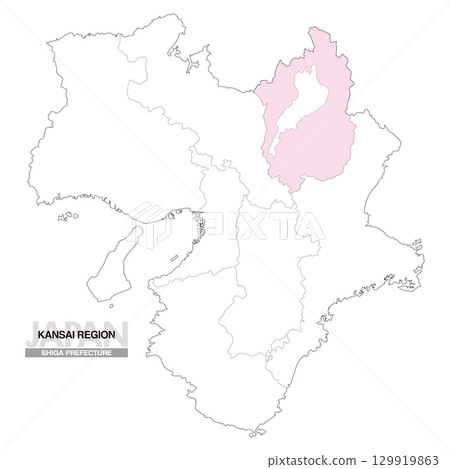 日本關西地區滋賀縣地圖（含縣界 01） 129919863