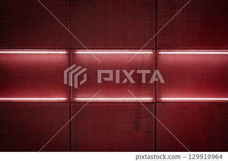 Futuristic red Metallic Background with Grid Pattern 129919964