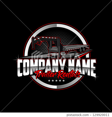 Trailer rental company logo design on dark background Trailer rental company logo design on dark background 129920011