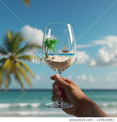 Beautiful tropical beach and grass 129920061