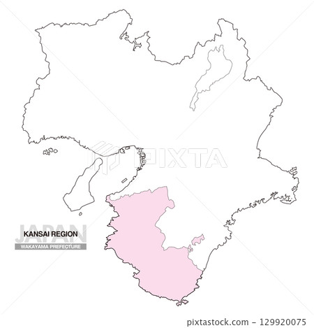 Map of Japan Kansai Region Wakayama Prefecture No Prefectural Borders 01 129920075