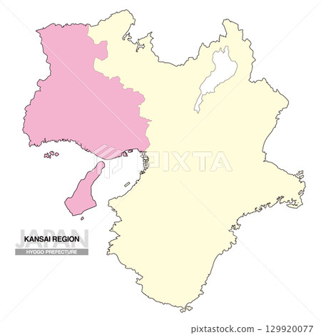 Map of Japan Kansai Region Hyogo Prefecture No Prefectural Borders 02 129920077