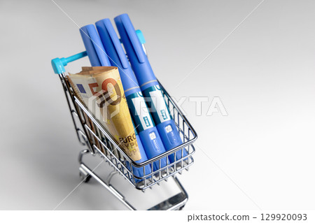 Ozempic weight loss diabetes medicine shopping cart with euro 129920093