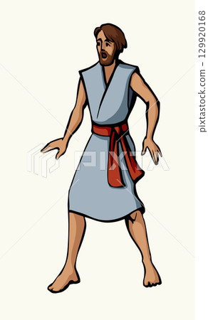 Vector drawing. Fearfull man in ancient dress Vector drawing. Fearfull man in ancient dress 129920168
