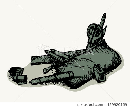 Vector school still life. A stack of pens Vector school still life. A stack of pens 129920169