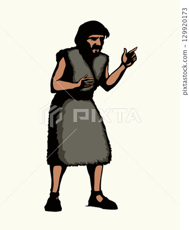 Vector drawing. Prophet Elijah in ancient clothes 129920173