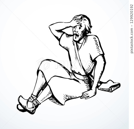Vector drawing. Man fall on the ground Vector drawing. Man fall on the ground 129920192