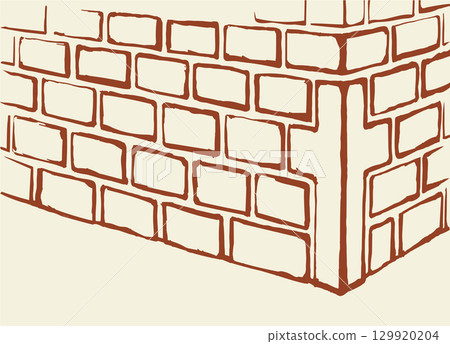 Vector drawing. Cornerstone at the base of the wall Vector drawing. Cornerstone at the base of the wall 129920204