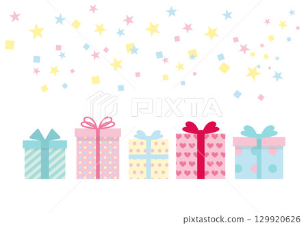 帶有生日禮物插圖的生日卡 129920626