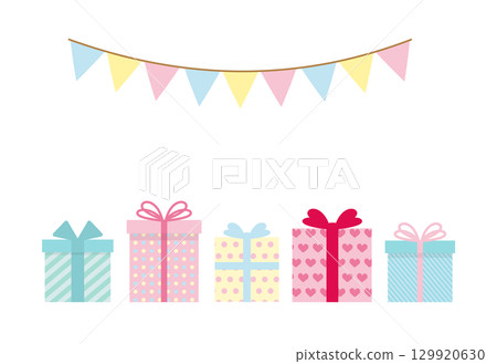 帶有生日禮物插圖的生日卡 帶有生日禮物插圖的生日卡 129920630